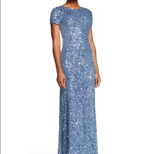 Adrianna Papell Sequined Glam Gorgeous Blue Gown